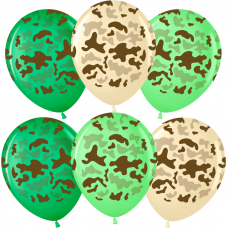 Шар (12''/30 см) Камуфляж, Ассорти, пастель, 5 ст, 25 шт.