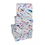Набор квадратных коробок 3 в 1 "Ловец снов" (19,5*19,5*11см - 15,5*15,5*9см) ПП-2805