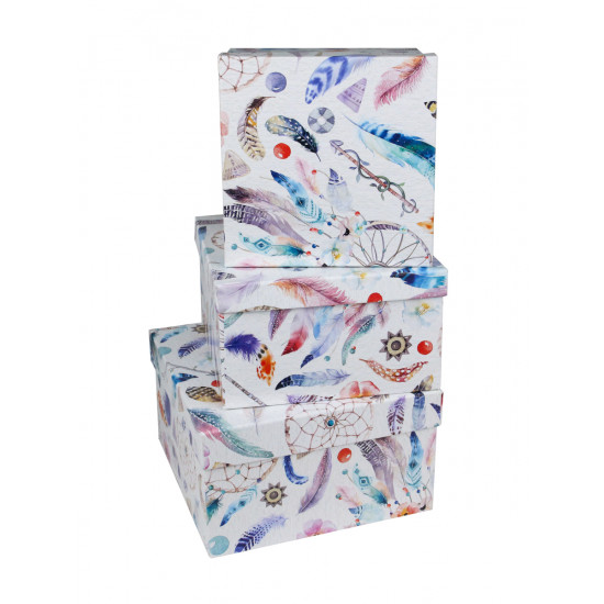 Набор квадратных коробок 3 в 1 "Ловец снов" (19,5*19,5*11см - 15,5*15,5*9см) ПП-2805 Набор квадратных коробок 3 в 1 "Ловец снов" (19,5*19,5*11см - 15,5*15,5*9см) ПП-2805