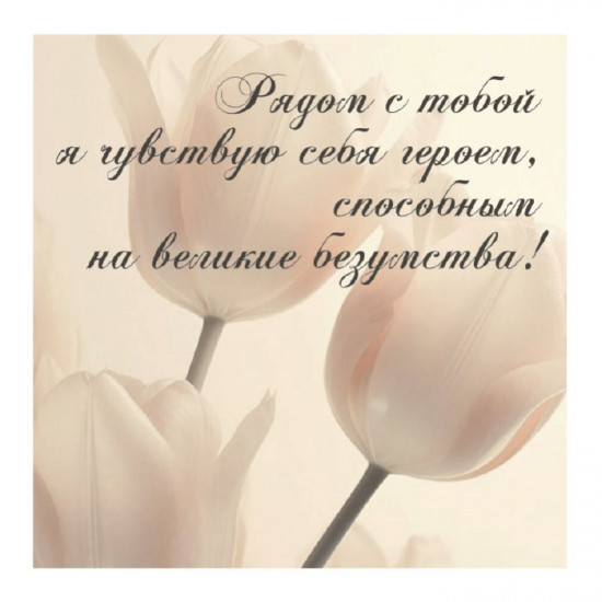 Рядом с тобой я чувствую себя героем, способным на великие безумства! Рядом с тобой я чувствую себя героем, способным на великие безумства!