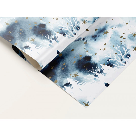 Упаковочная бумага Сияние в лесу (70х100, 10 л, 5+0 доп пантон золото)