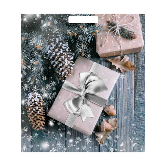 Пакет вырубной Новогодние подарки лам 45х38/60мкм