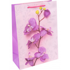 Пакет подарочный с глянцевой ламинацией 22x31x10 см  (ML) Цветущая орхидея, 128 г