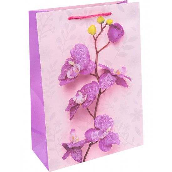 Пакет подарочный с глянцевой ламинацией 22x31x10 см  (ML) Цветущая орхидея, 128 г