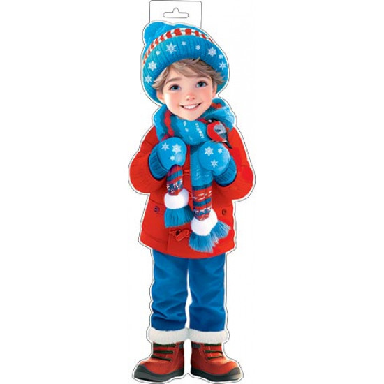 Плакат фигурный (мальчик в зимней одежде)