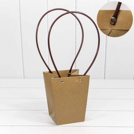 Пакет подарочный "Ваза для цветов" 15,5*13*9,5 Крафт 1/10 1/150