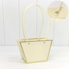 Пакет подарочный "Ваза для цветов" 21*13,5*10,5 с золотой рамкой Бежевый 1/10 1/150