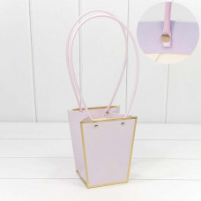 Пакет подарочный "Ваза для цветов" 15,5*13*9,5 с золотой рамкой Бледно-сиреневый 1/10 1/150