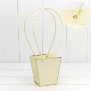 Пакет подарочный "Ваза для цветов" 12,5*12*8 с золотой рамкой Бежевый 1/10 1/200
