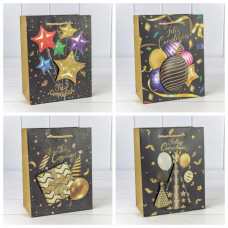 Пакет подарочный с 3D аппликацией "Праздник" (микс 263) 18*23*10 210г 1/20 1/360