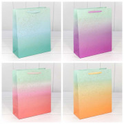 Пакет подарочный "Градиент" с блестящими вкраплениями (микс) 26*32*11 230г 1/20 1/240