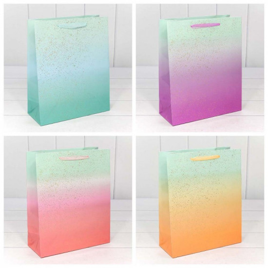 Пакет подарочный "Градиент" с блестящими вкраплениями (микс) 26*32*11 230г 1/20 1/240 Пакет подарочный "Градиент" с блестящими вкраплениями (микс) 26*32*11 230г 1/20 1/240