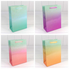 Пакет подарочный "Градиент" с блестящими вкраплениями (микс) 14*20*8 230г 1/20 1/480