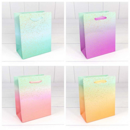 Пакет подарочный "Градиент" с блестящими вкраплениями (микс) 12*15*6,7 230г 1/20 1/480