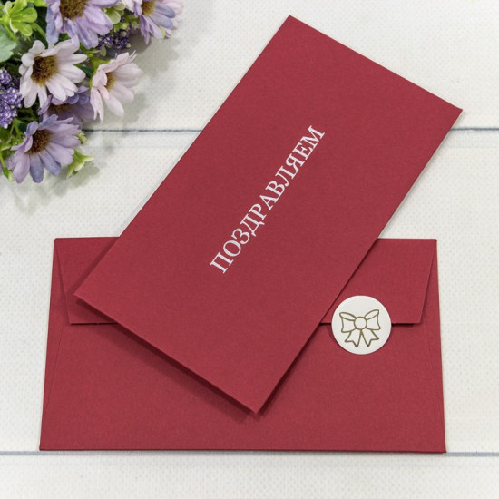 Конверт подарочный 16,9*9,4см Поздравляем