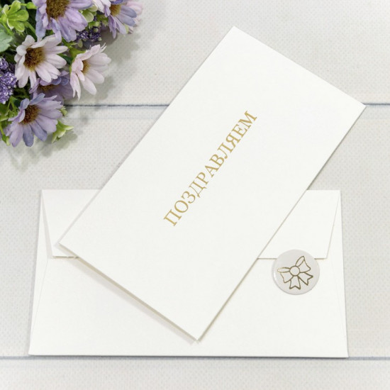 Конверт подарочный 16,9*9,4см Поздравляем