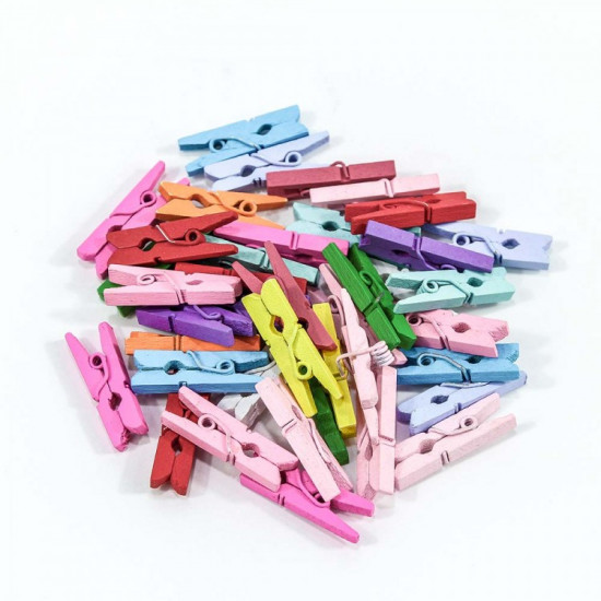 Прищепки декоративные Цветные (микс) 2,5*0,7*0,3 (100 шт.)