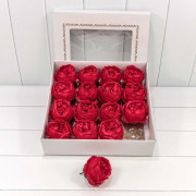 Декоративный цветок-мыло "Пион" Красный 8*8 16шт. 1/20