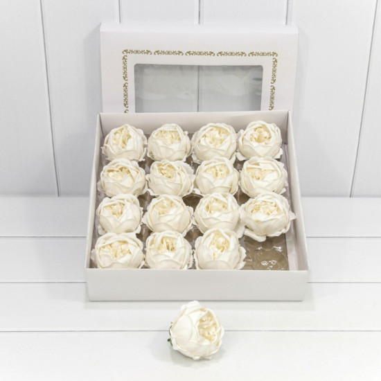 Декоративный цветок-мыло "Пион" Белый 8*8 16шт. 1/20