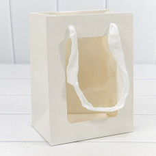 Пакет подарочный с окошком Белый 15*20*10 210г 1/10 1/480