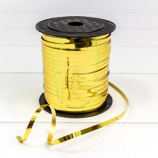 Лента Полипропилен (бобина) металлизированная 0,5см*250ярд Золотой 1/5 1/60