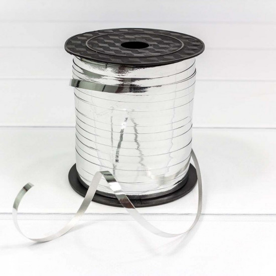 Лента Полипропилен (бобина) металлизированная 0,5см*250ярд Серебряный 1/5 1/60