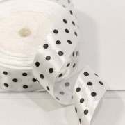 Лента Атласная Горох 2,5см*25ярд Белый 1/5 1/300