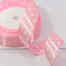 Лента Атласная Горох 2,5см*25ярд Светло-розовый 1/5 1/300