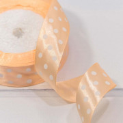 Лента Атласная Горох 2,5см*25ярд Персиковый 1/5 1/300