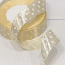 Лента Атласная Горох 2,5см*25ярд Кремовый 1/5 1/300