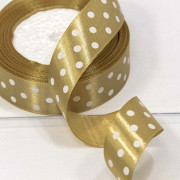 Лента Атласная Горох 2,5см*25ярд Тёмный жёлто-коричневый 1/5 1/300