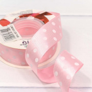 Лента Атласная Горох 2,5см*25ярд Розовый 1/5 1/300