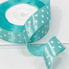 Лента Атласная Горох 2,5см*25ярд Бирюзовый 1/5 1/300