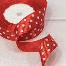 Лента Атласная Горох 2,5см*25ярд Красный 1/5 1/300