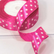 Лента Атласная Горох 2,5см*25ярд Тёмно-розовый 1/5 1/300