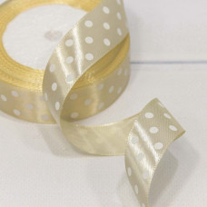 Лента Атласная Горох 2,5см*25ярд Бежевый 1/5 1/300