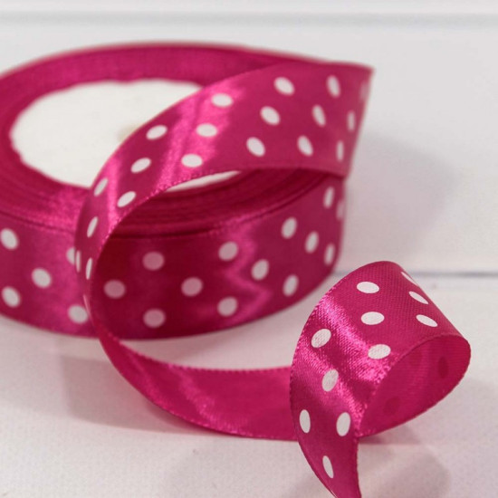 Лента Атласная Горох 2,5см*25ярд Вишнёвый 1/5 1/300