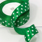 Лента Атласная Горох 2,5см*25ярд Ярко-зелёный 1/5 1/300