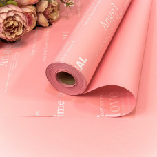Плёнка 58см 800г матовая с печатью 65мкм Розовый-0331 1/12