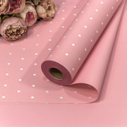 Плёнка 58см 800г матовая "Мелкий горошек" 65мкм Розовый 1/12