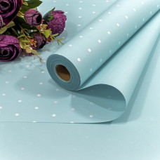 Плёнка 58см 800г матовая "Мелкий горошек" 55мкм Голубой 1/12