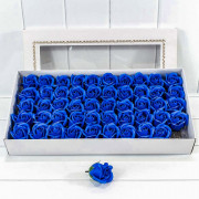 Декоративный цветок-мыло 5,5*4 "Роза" класс А Синий 50шт. 1/20