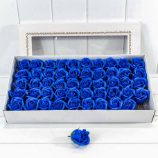 Декоративный цветок-мыло 5,5*4 "Роза" класс А Синий 50шт. 1/20