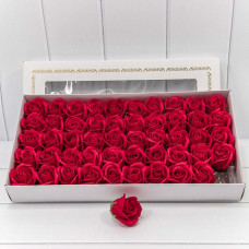 Декоративный цветок-мыло 5,5*4 "Роза" класс А Красный  50шт. 1/20