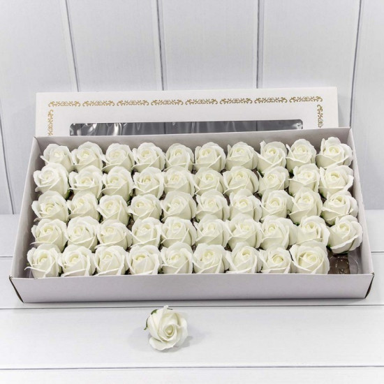 Декоративный цветок-мыло 5,5*4 "Роза" класс А Белый 50шт. 1/20 Декоративный цветок-мыло 5,5*4 "Роза" класс А Белый 50шт. 1/20