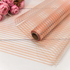 Плёнка 0,58*10м глянцевая в полоску 50мкм Персиковый 1/30*