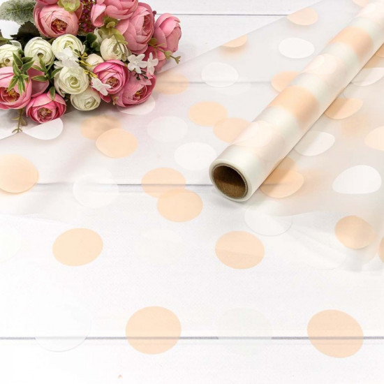 Плёнка 0,58*10м прозрачная "Горох" 50мкм Персиковый 1/30 Плёнка 0,58*10м прозрачная "Горох" 50мкм Персиковый 1/30