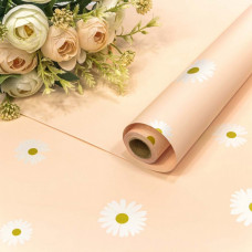 Плёнка 0,58*10м матовая "Ромашки" 60мкм Персиковый 1/30