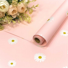 Плёнка 0,58*10м матовая "Ромашки" 60мкм Розовый 1/30