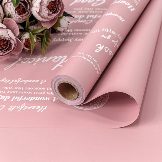 Плёнка 0,58*10м 290г матовая двухсторонняя 65мкм с глянцевой печатью Пудровый/Розовый 1/30 Плёнка 0,58*10м 290г матовая двухсторонняя 65мкм с глянцевой печатью Пудровый/Розовый 1/30
